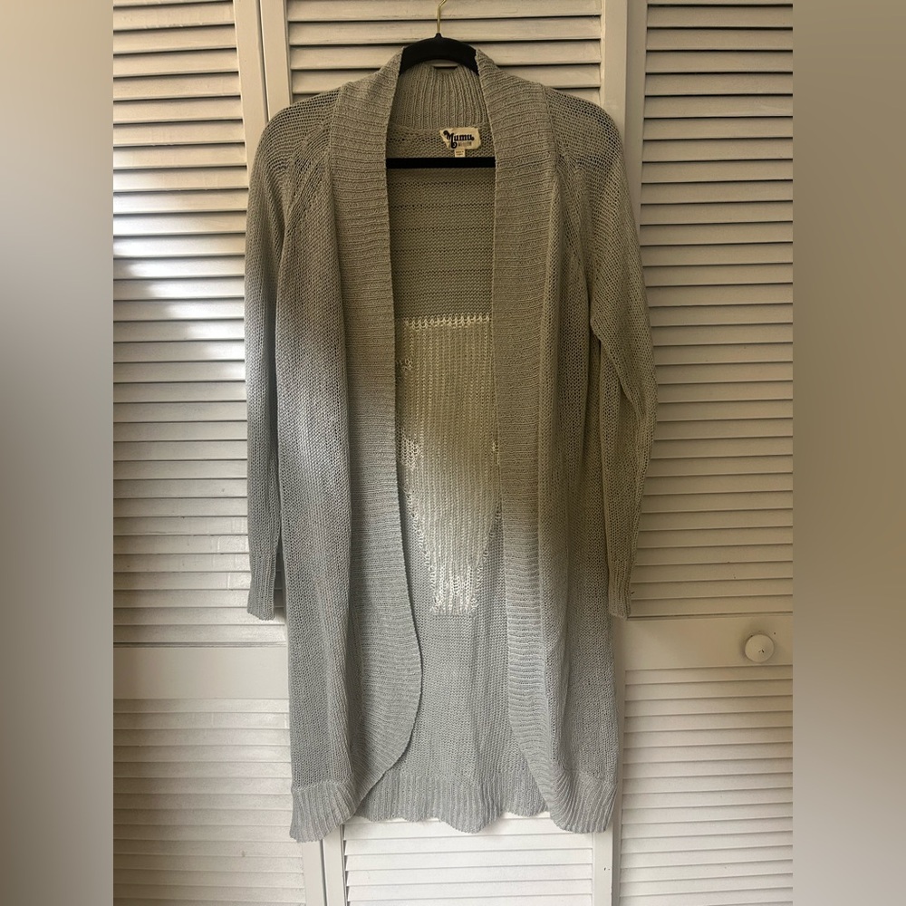 Gray Open Front‎ Cardigan Sweater